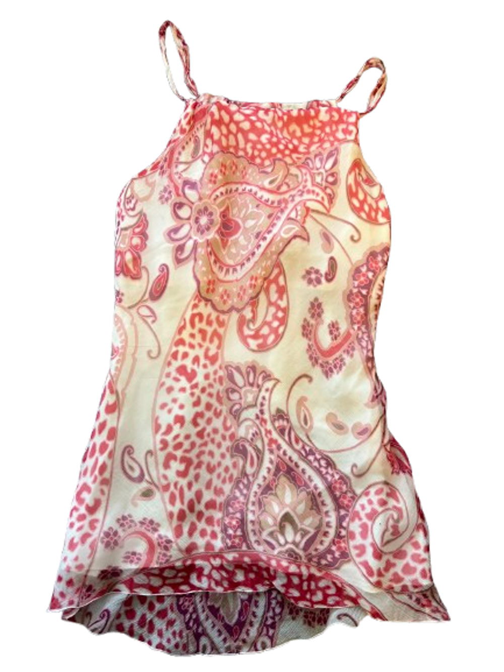 Carmela Achaval Womens Pink Paisley Sleeveless Casual Pure Silk Tank Top Size 42